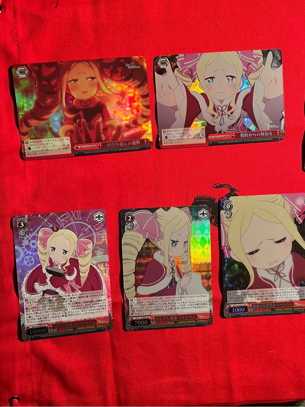 Anime Trading Card Lot - Re: Zero Foil Holographic Cards (Weiss Schwarz)